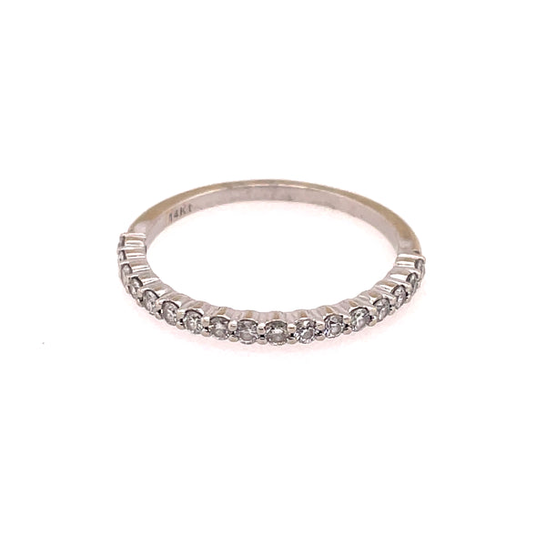14kt White Gold Shared Prong Stackable Wedding Band