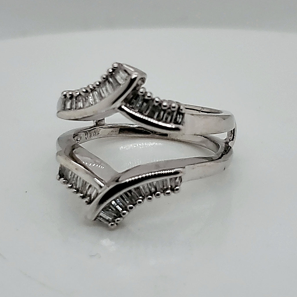 10kt White Gold Baguette Diamond Ring Guard