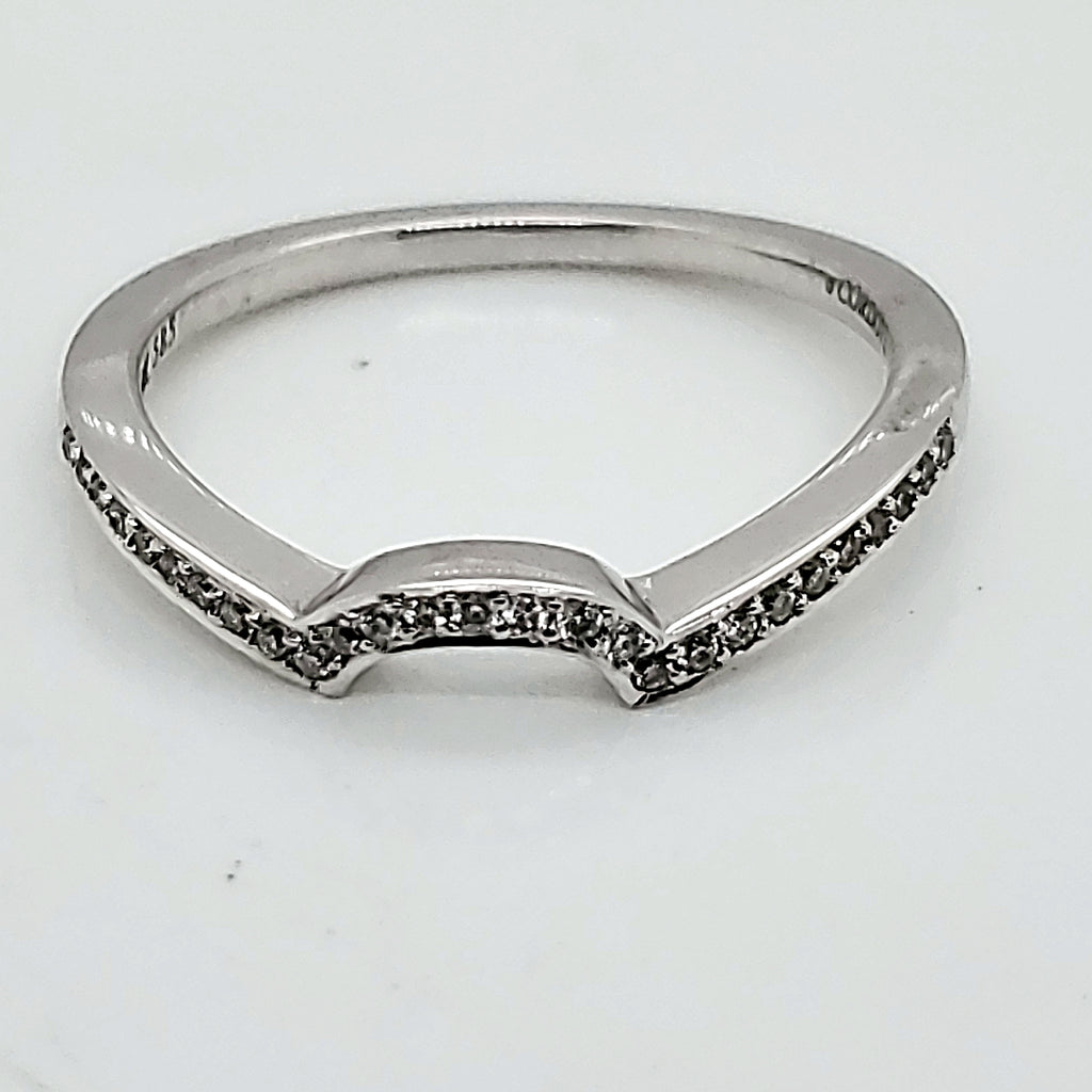 14kt White Gold Contoured Diamond Wedding Band