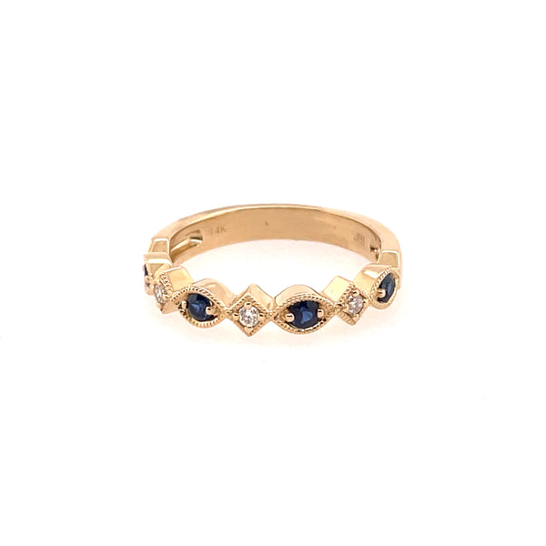 14kt Yellow Gold Sapphire And Diamond Stackable band