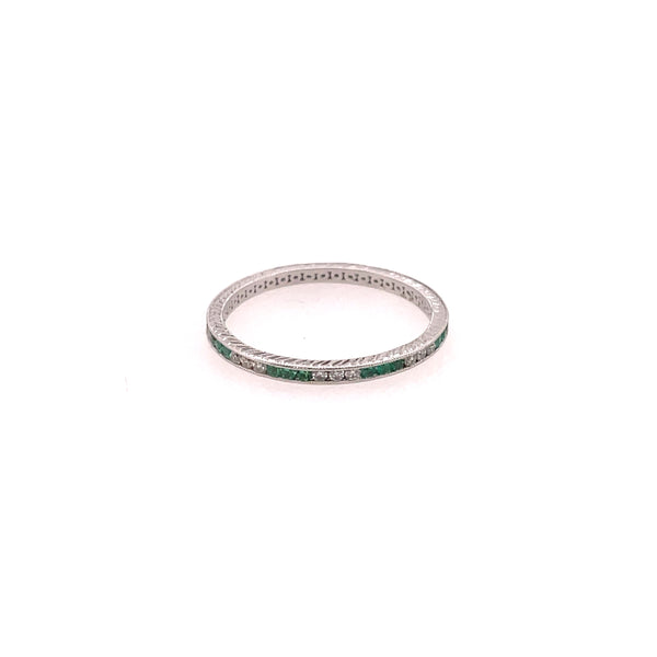 14Kt White Gold Emerald And Diamond Eternity Band
