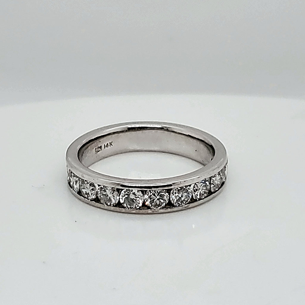 14kt White Gold Channel Set Diamond Wedding Band