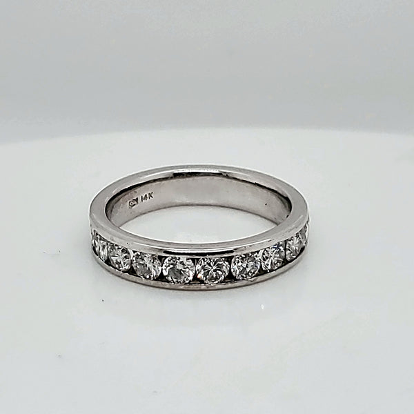 14kt White Gold Channel Set Diamond Wedding Band