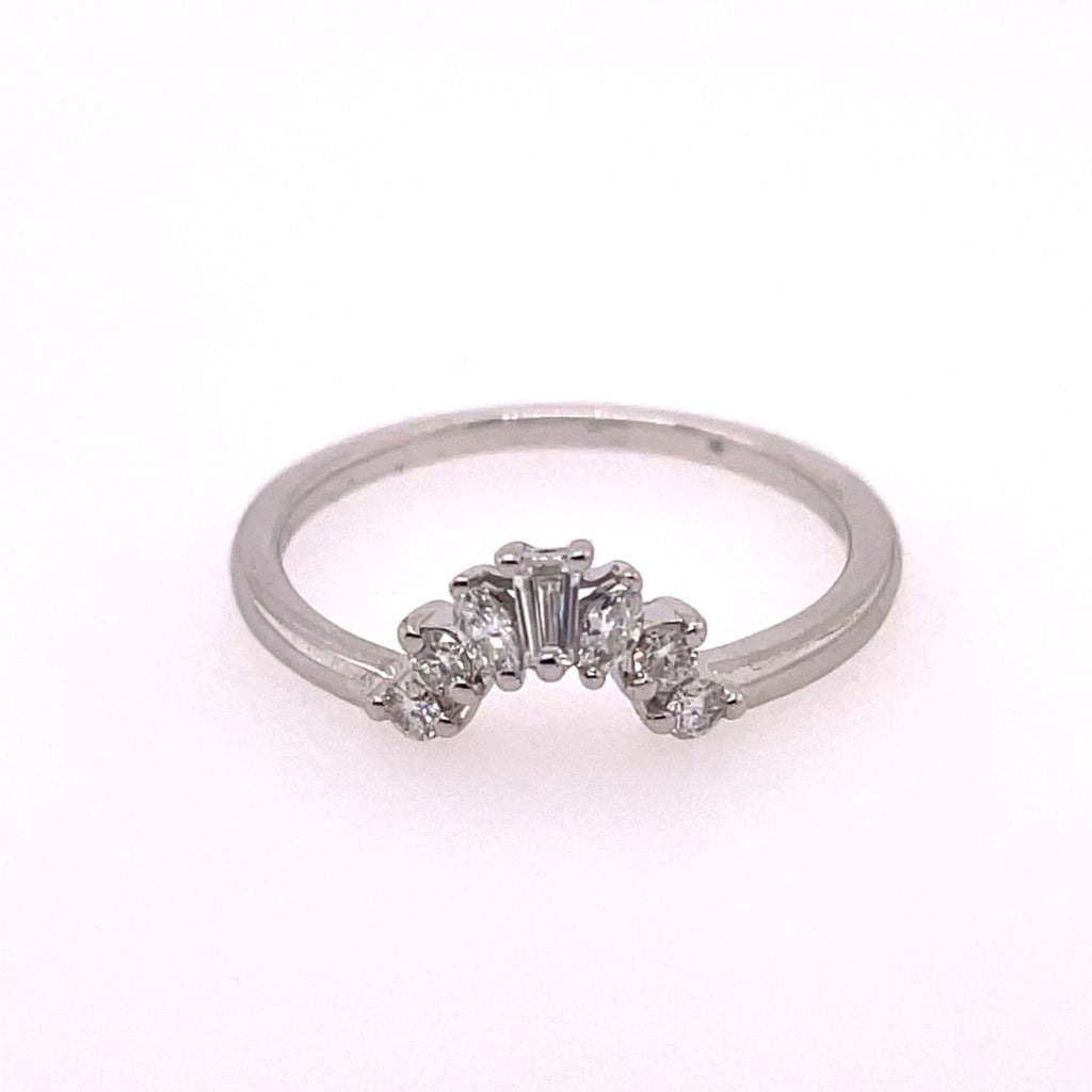 14kt White Gold Curved Diamond Band