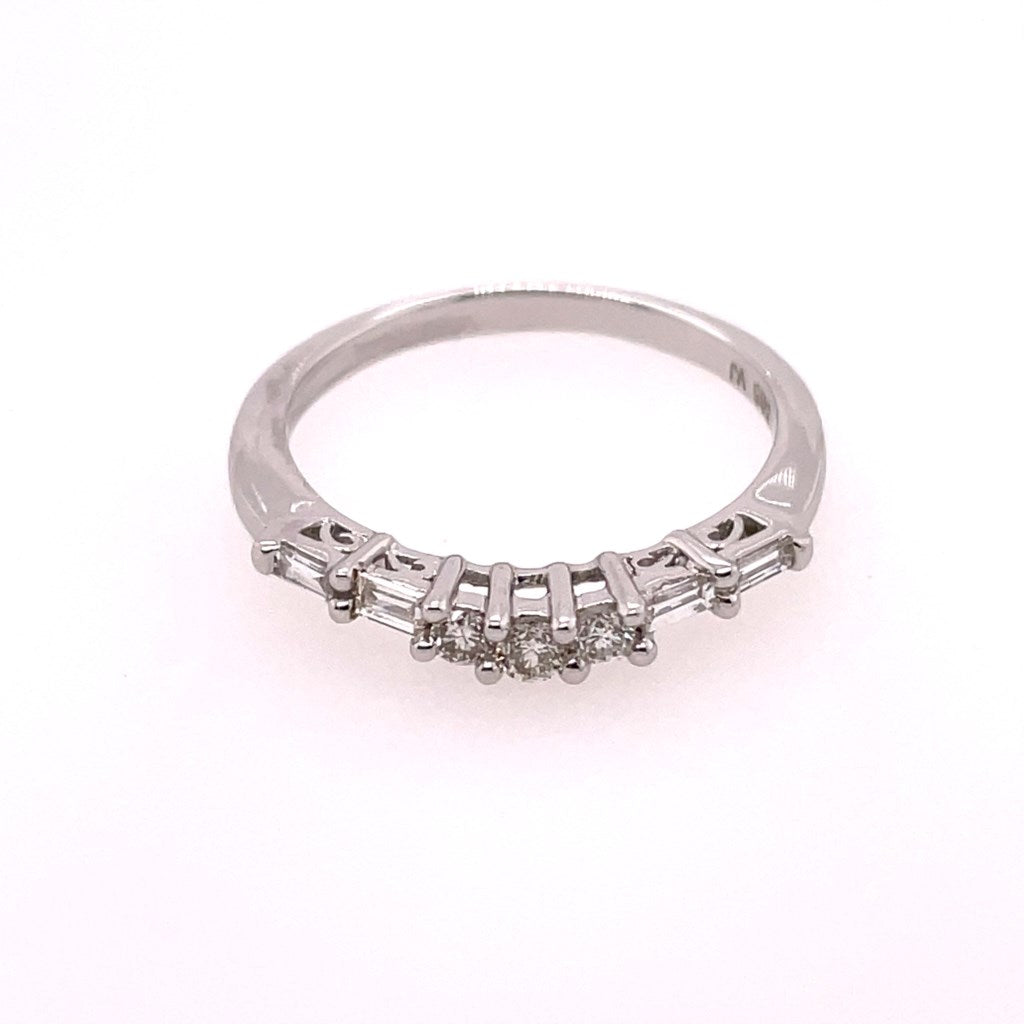 14kt White Gold Curved Diamond Stackable Band