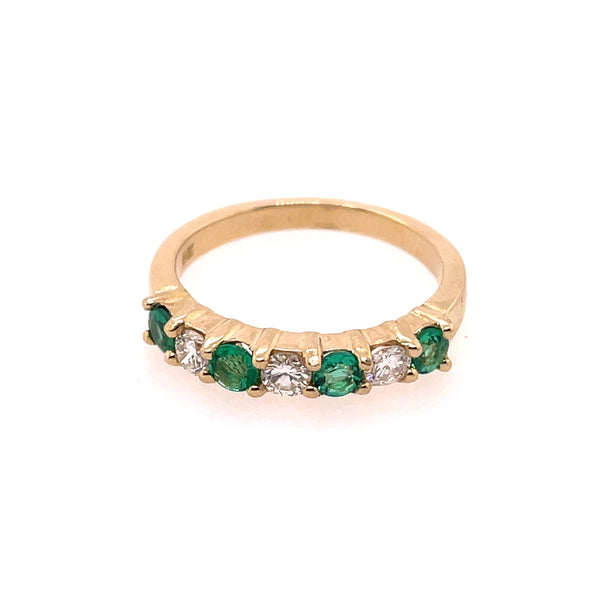 14kt Yellow Gold Emerald And Diamond Stackable Band