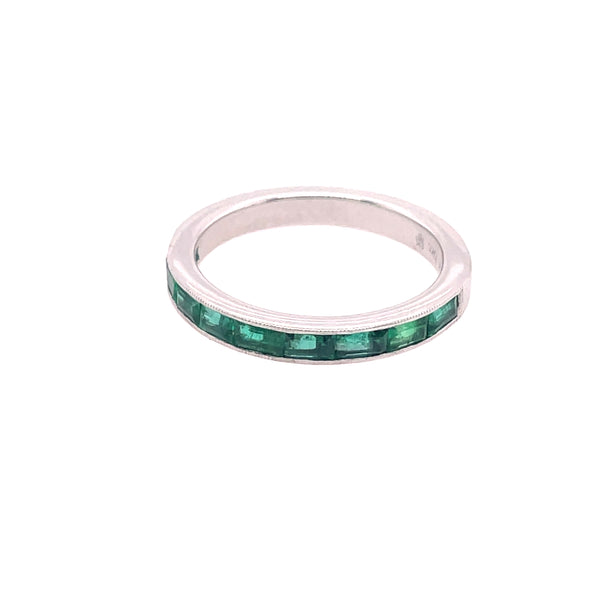 14kt White Gold Emerald Gemstone Band