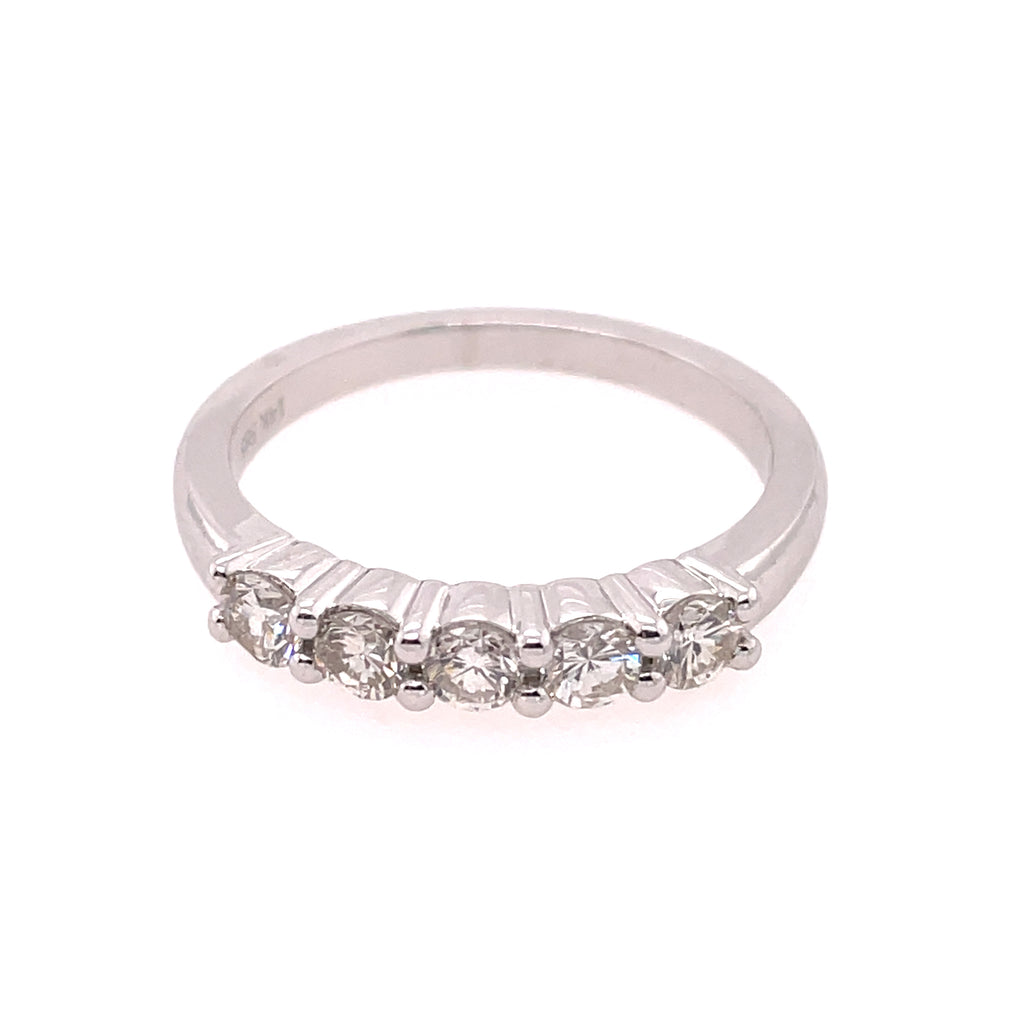 14kt White Gold Shared Prong Stackable Wedding Band