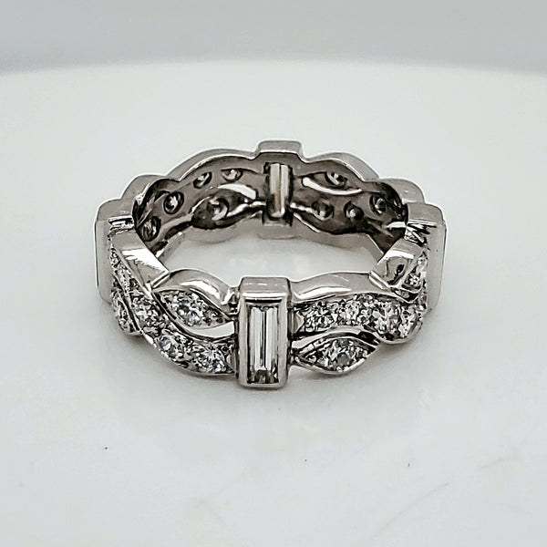 Platinum Art Deco Diamond Eternity Wedding Band