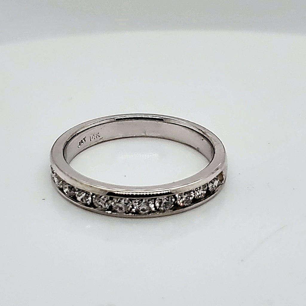 14Kt White Gold Channel Set Diamond Wedding Band