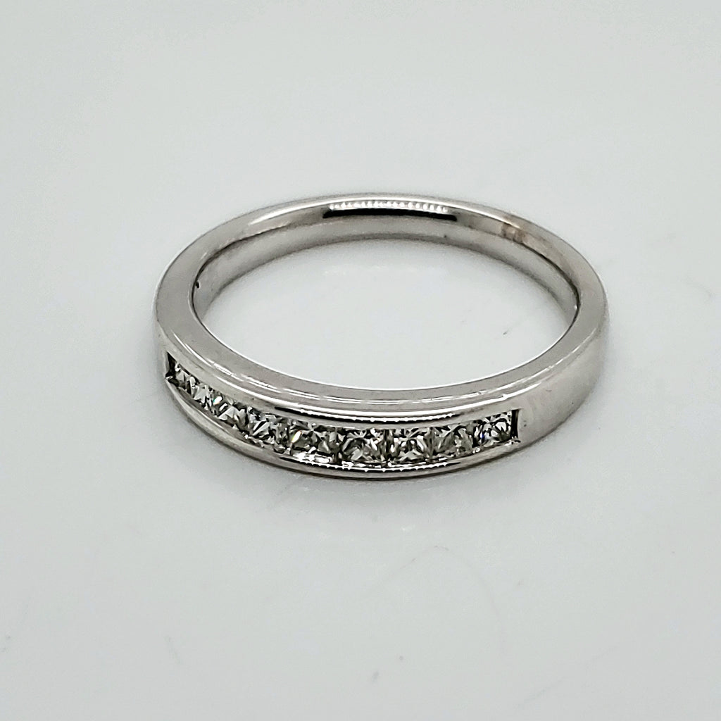 14Kt White Gold Princess Cut Diamond Wedding Band