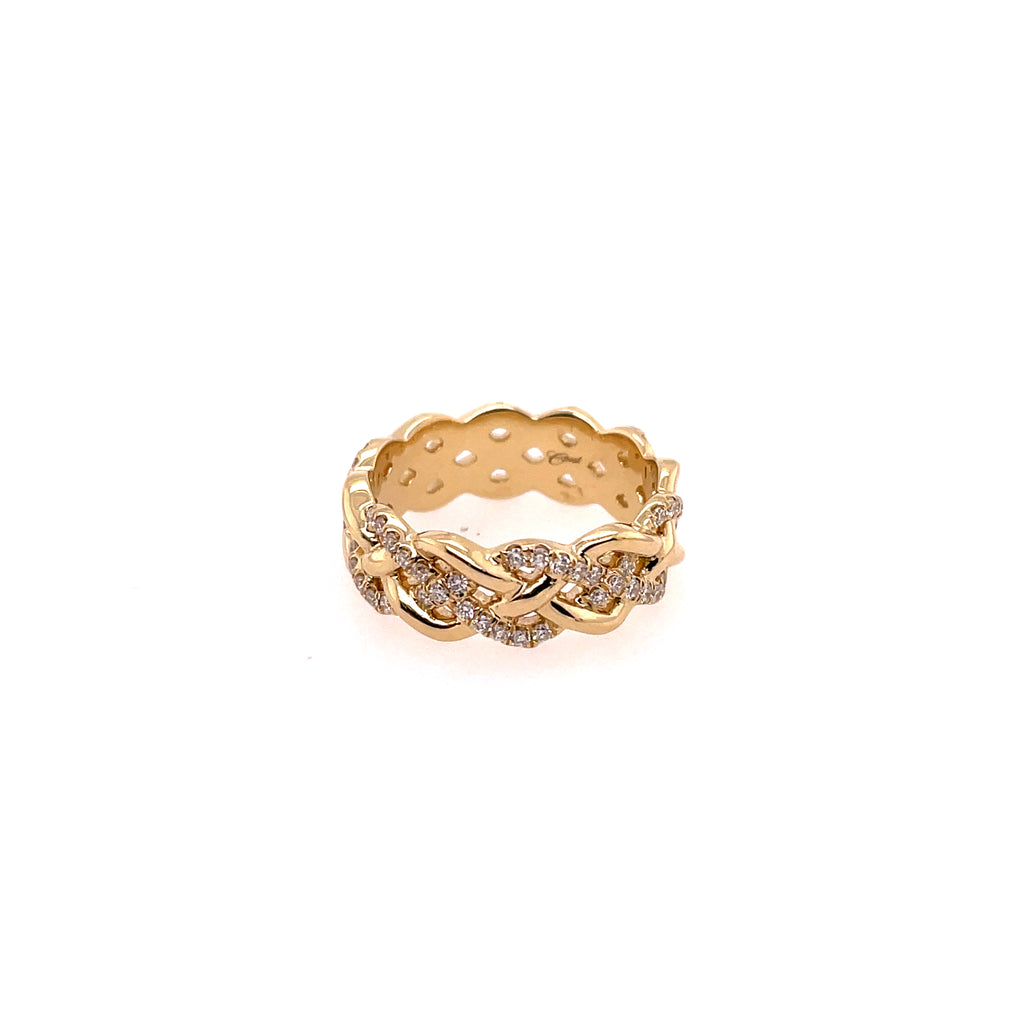 Sz 4.5 0.26Ctw 53Br Dia 14Ktyg Braided Knot Band Size 4.5