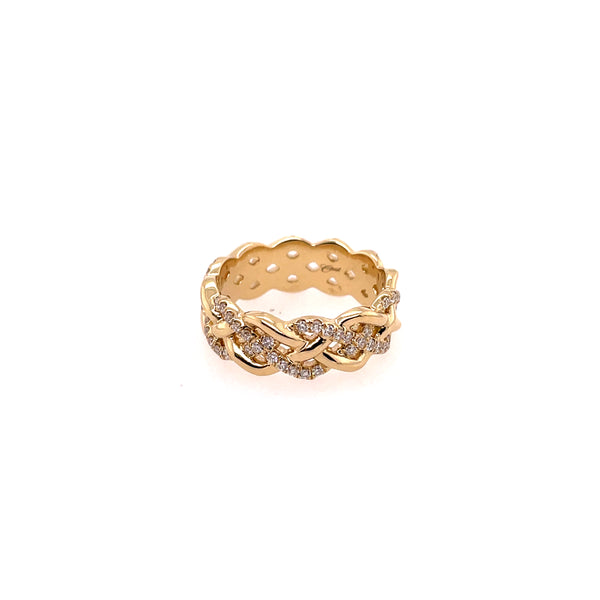 Sz 4.5 0.26Ctw 53Br Dia 14Ktyg Braided Knot Band Size 4.5