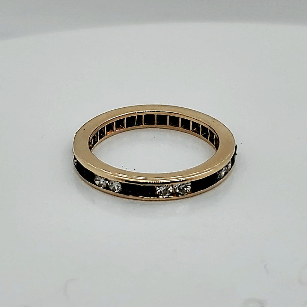 14kt Yellow Gold Diamond and Sapphire Wedding Band