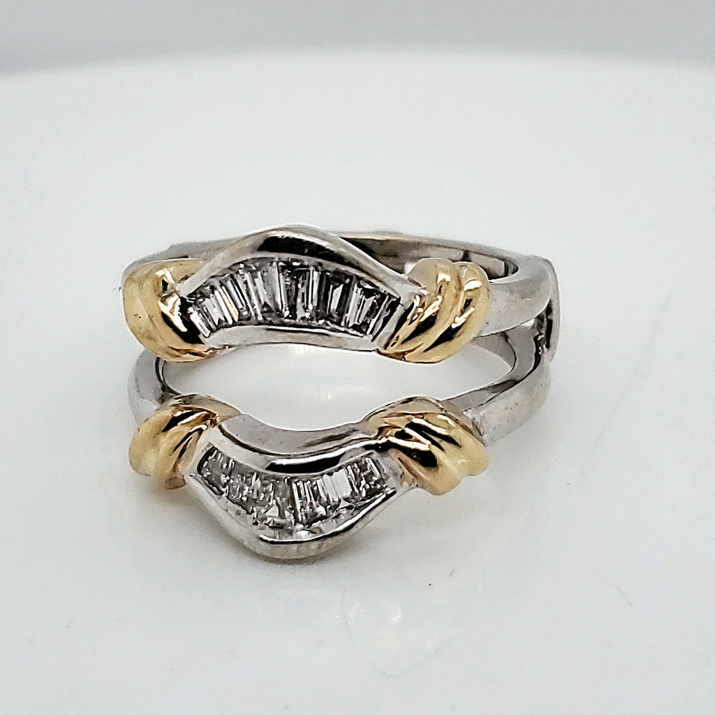 14kt Gold and Baguette Diamond ring Guard