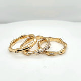 Kat Florence Set of Three 18kt Yellow Gold and Diamond Bands