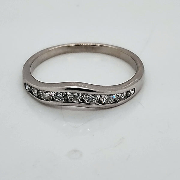 14kt White gold Curved Diamond Wedding Band