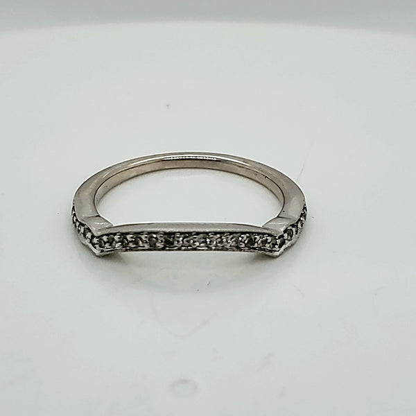 14kt White Gold and Diamond Curved Wedding Band