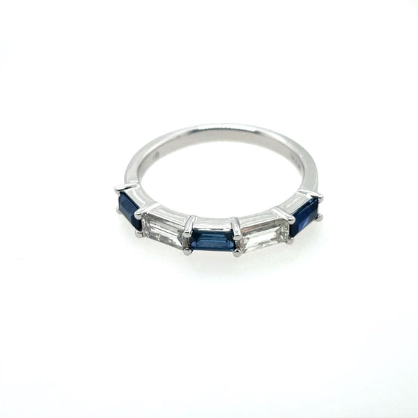 14kt White Gold Sapphire And Diamond Stackable Band