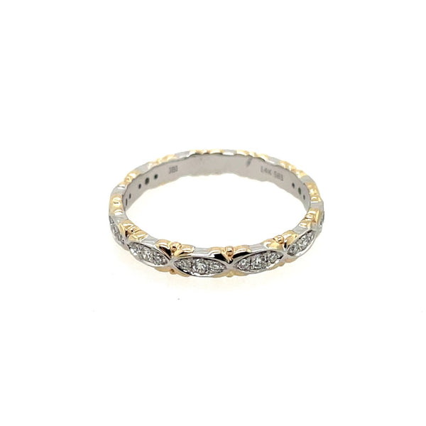 14kt White And Yellow Gold Diamond Stackable Wedding Band