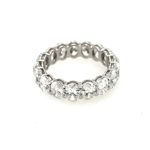18kt White Gold Size 6.5 Eternity Band Set With Oval Cut Diamonds