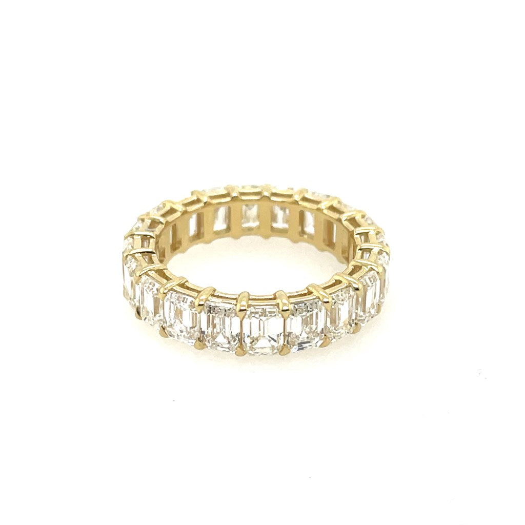 18kt Yellow Gold Size 6.5 Eternity Band Set With Emerald Cut Diamonds