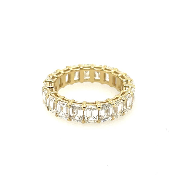 18kt Yellow Gold Size 6.5 Eternity Band Set With Emerald Cut Diamonds