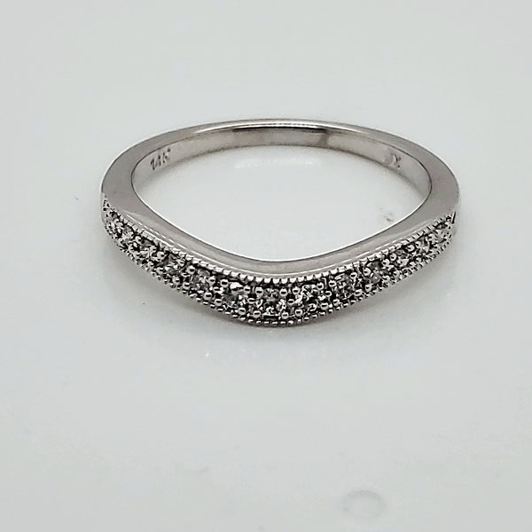 14kt White Gold and Diamond Curved Wedding Band