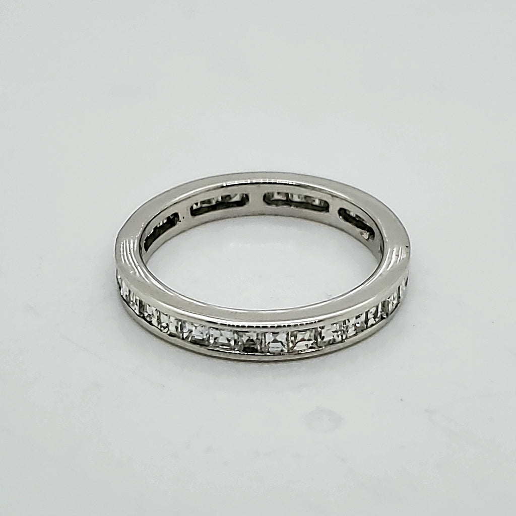 Size 5 Platinum Asher Cut Diamond Eternity Band