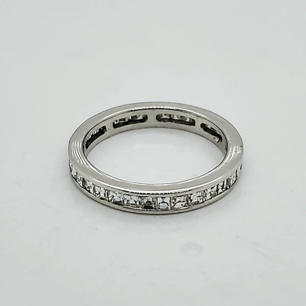 Size 5 Platinum Asher Cut Diamond Eternity Band