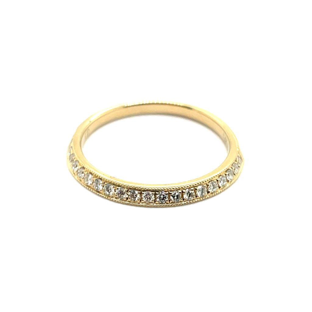 14kt Yellow Gold One Sided Diamond Stackable Wedding Band