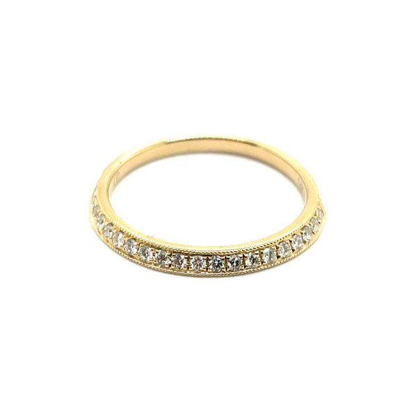 14kt Yellow Gold One Sided Diamond Stackable Wedding Band