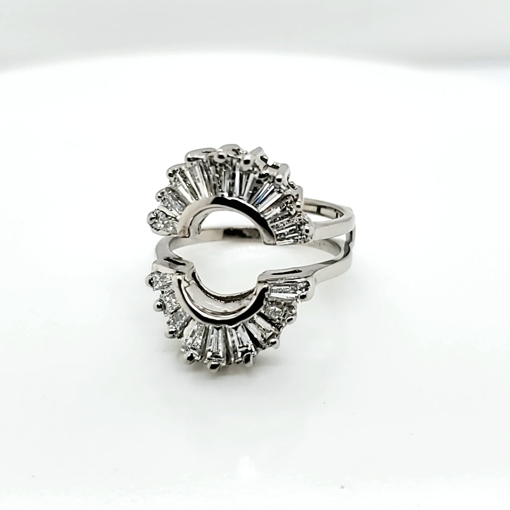 14kt White Gold Baguette Diamond Ring Guard