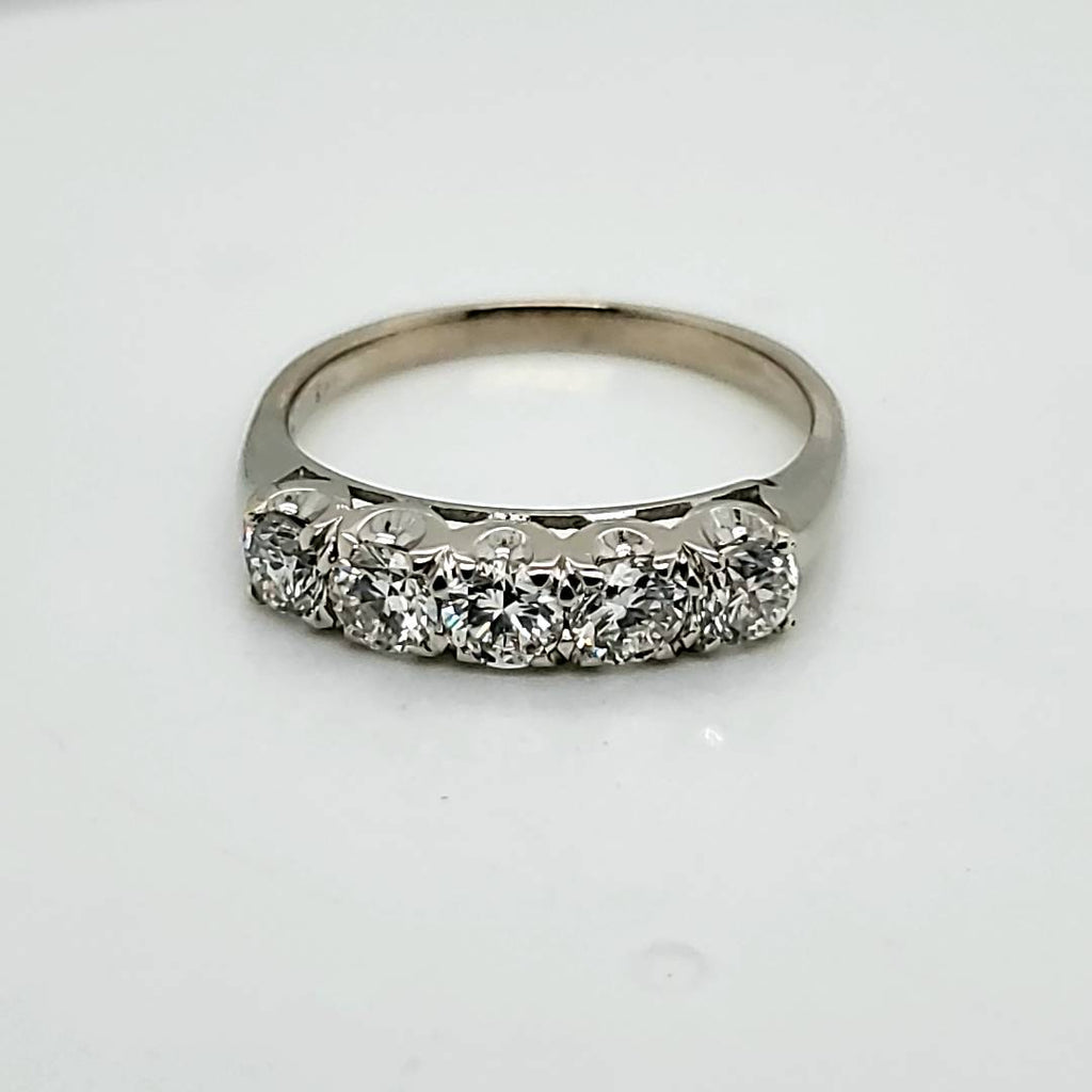 Vintage 14kt White Gold and Diamond Fishtail Style Wedding Band