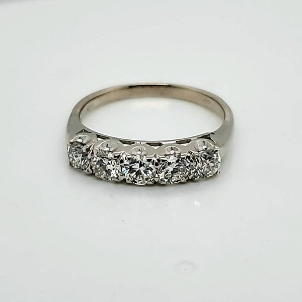 Vintage 14kt White Gold and Diamond Fishtail Style Wedding Band