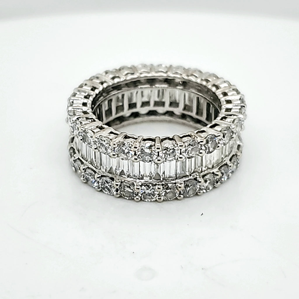 18kt White Gold Baguette and Round Diamond Eternity Band