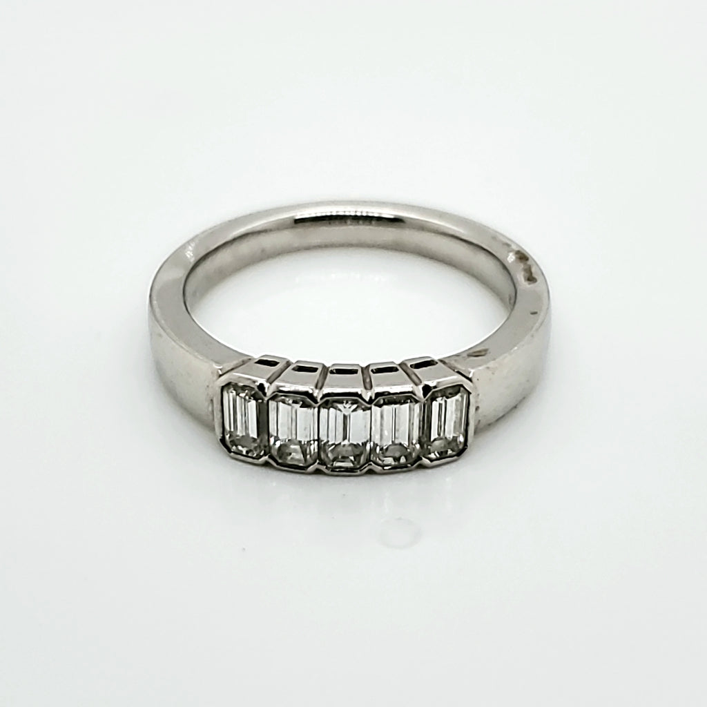 Platinum Emerald Cut Diamond Wedding Band