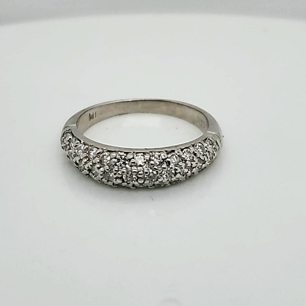 14kt White Gold Pave Set Diamond Wedding Band