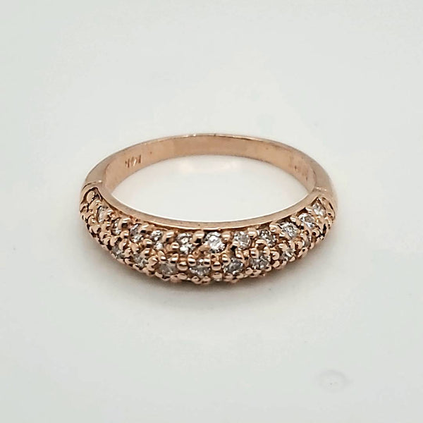 14kt Rose Gold Pave Set Diamond Wedding Band