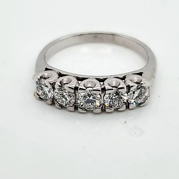 Vintage 14kt White Gold .83 Carat Diamond Wedding Band