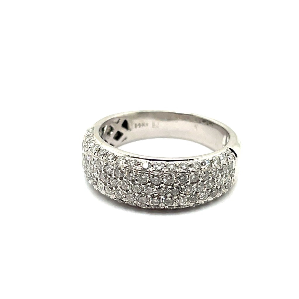 14kt White Gold Pave Set Diamond Wedding Band