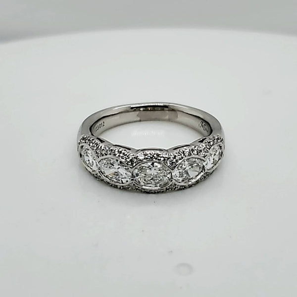 JB Star Platinum Oval and Round Diamond Wedding Band