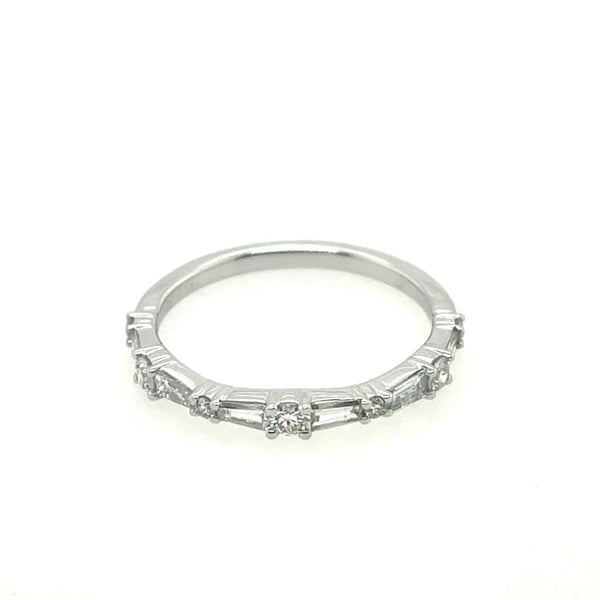 14kt White Gold 0.37Ctw Alternating Diamond Wedding Band