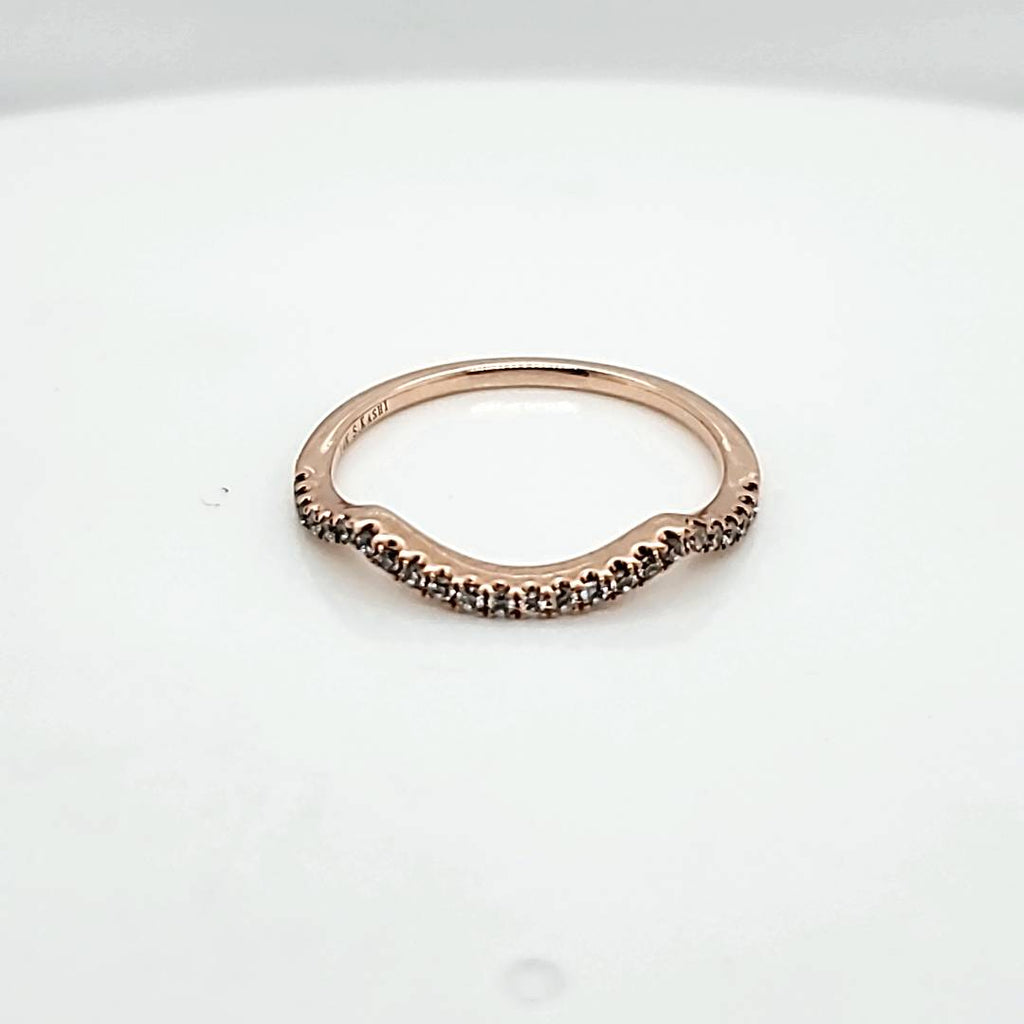 14kt rose gold contoured diamond wedding band