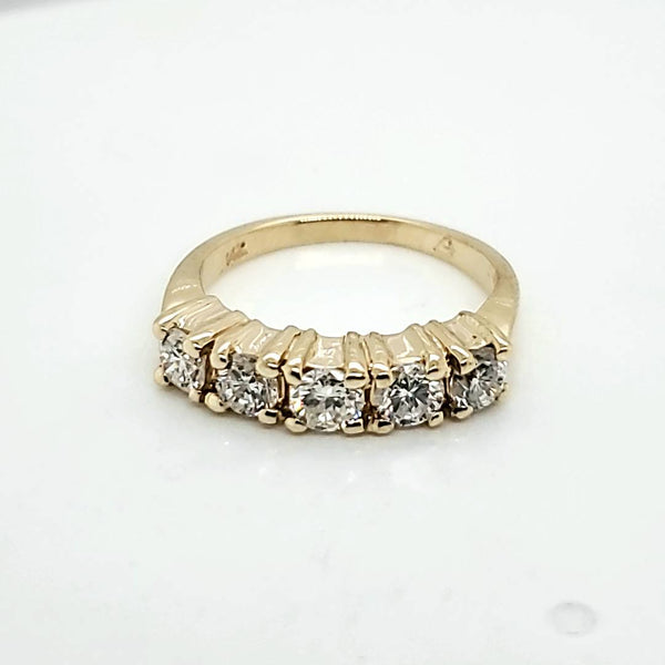 14kt Yellow Gold Shared Prong .75 Carat Total Weight Diamond Stackable Wedding Band
