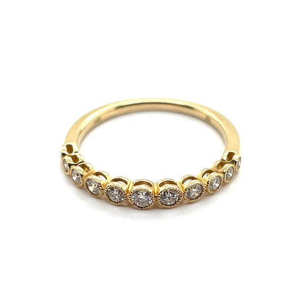 14kt Yellow Gold Diamond Stackable Milgrain Wedding Band