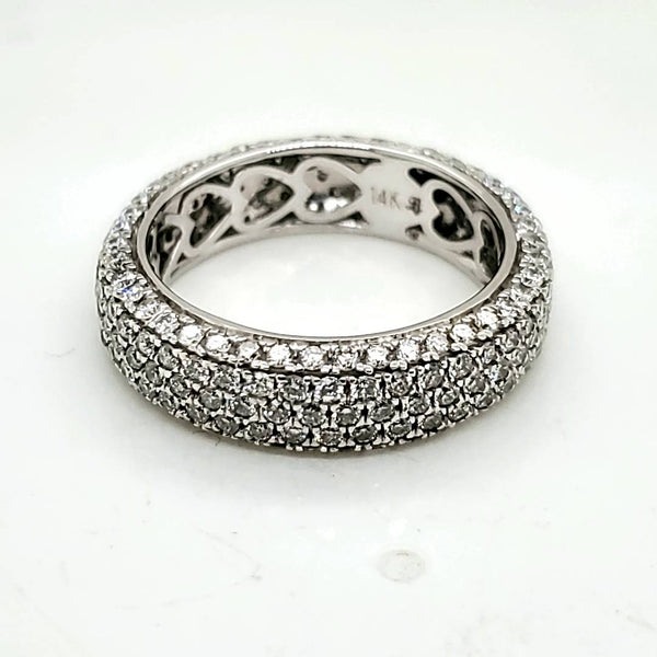 14kt White Gold Pave set Round Diamond Eternity Wedding Band