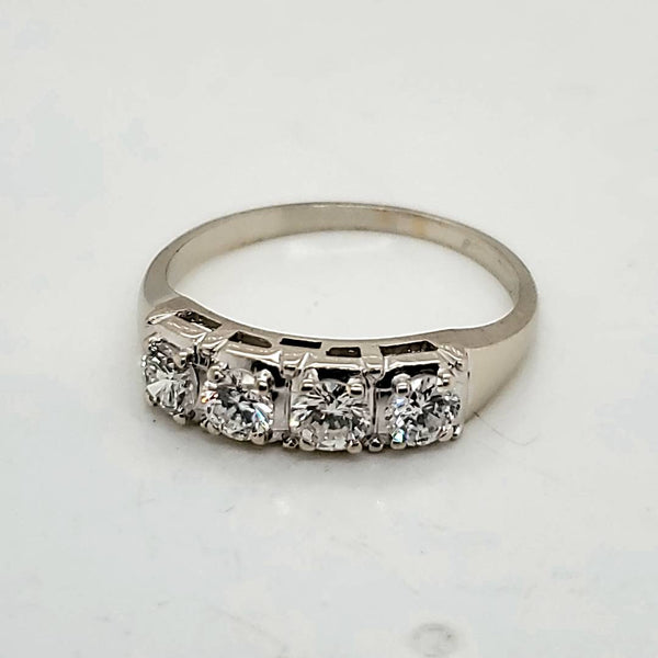 Vintage 14kt White Gold and Diamond Wedding Band