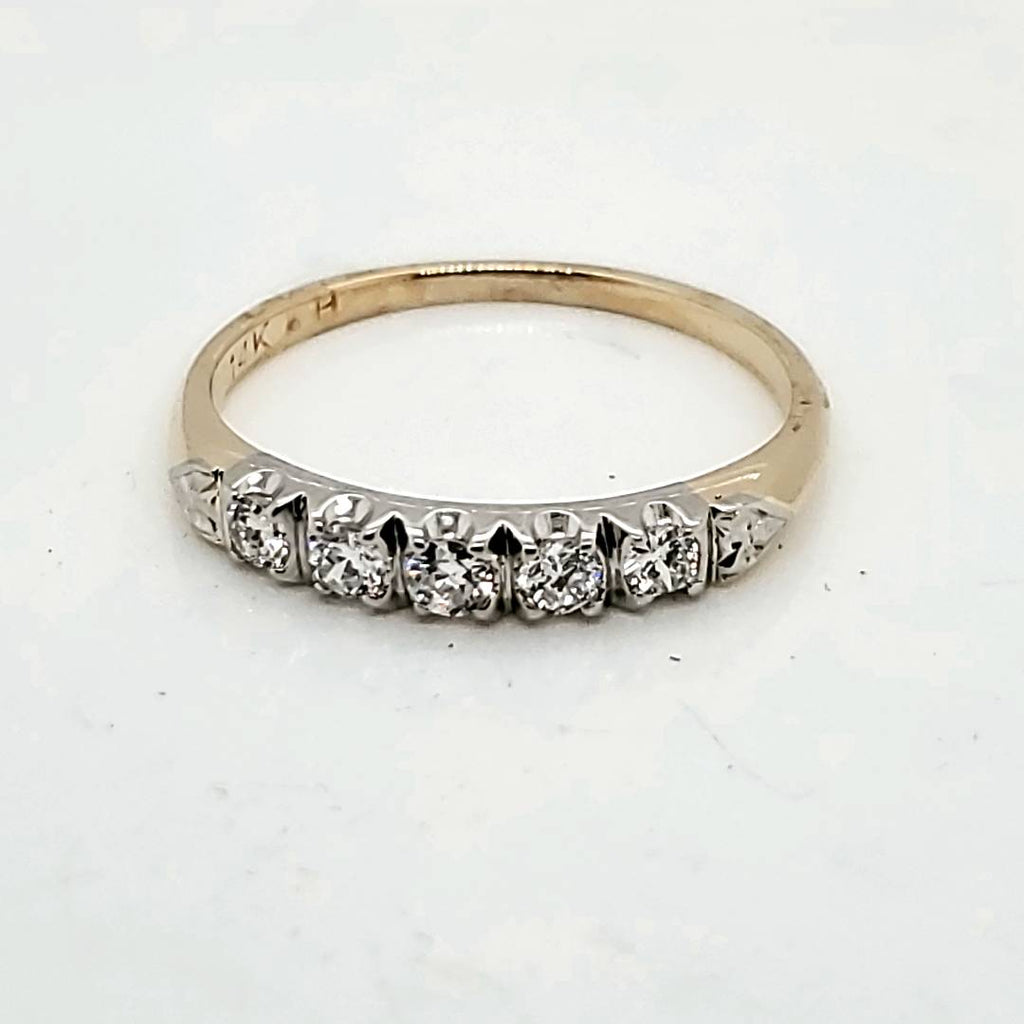 Vintage 14kt Yellow Gold Diamond Wedding Band