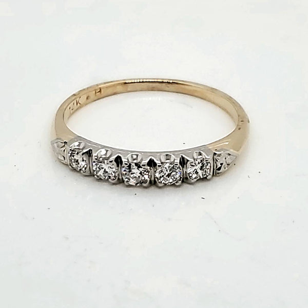 Vintage 14kt Yellow Gold Diamond Wedding Band